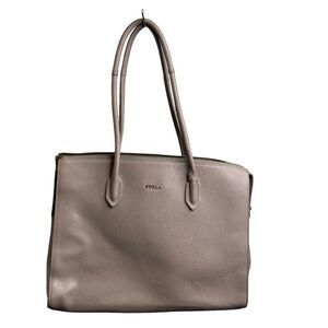 Furla Gray Saffiano Sabbia Sally Shoulder Bag Satchel Tote Classic Quiet Luxury